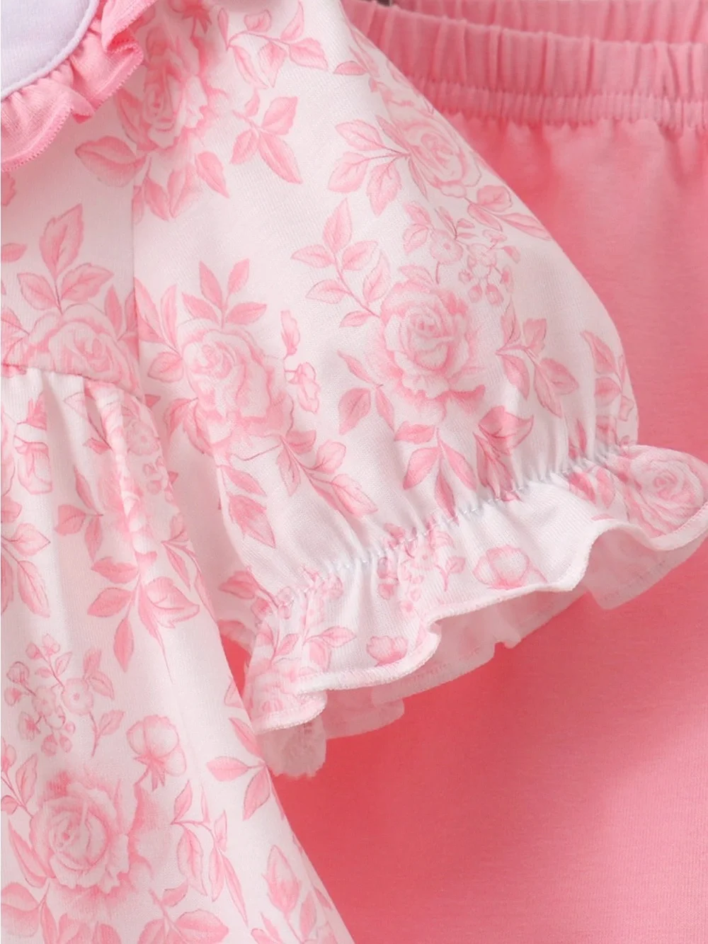 NWT Abby & Evie Girls' Pink Floral Apple Set with Peter Pan Collar